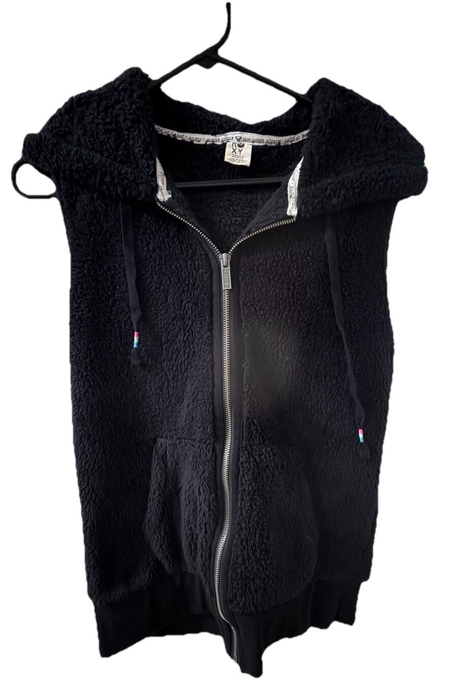 ROXY Women’s Black Fleece Zip-Up Vest Size Medium